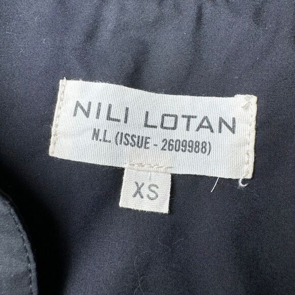 Nili Lotan Tunic Blouse Womens XS Black Long Sleeve Split Neck Minimalist - Picture 5 of 9